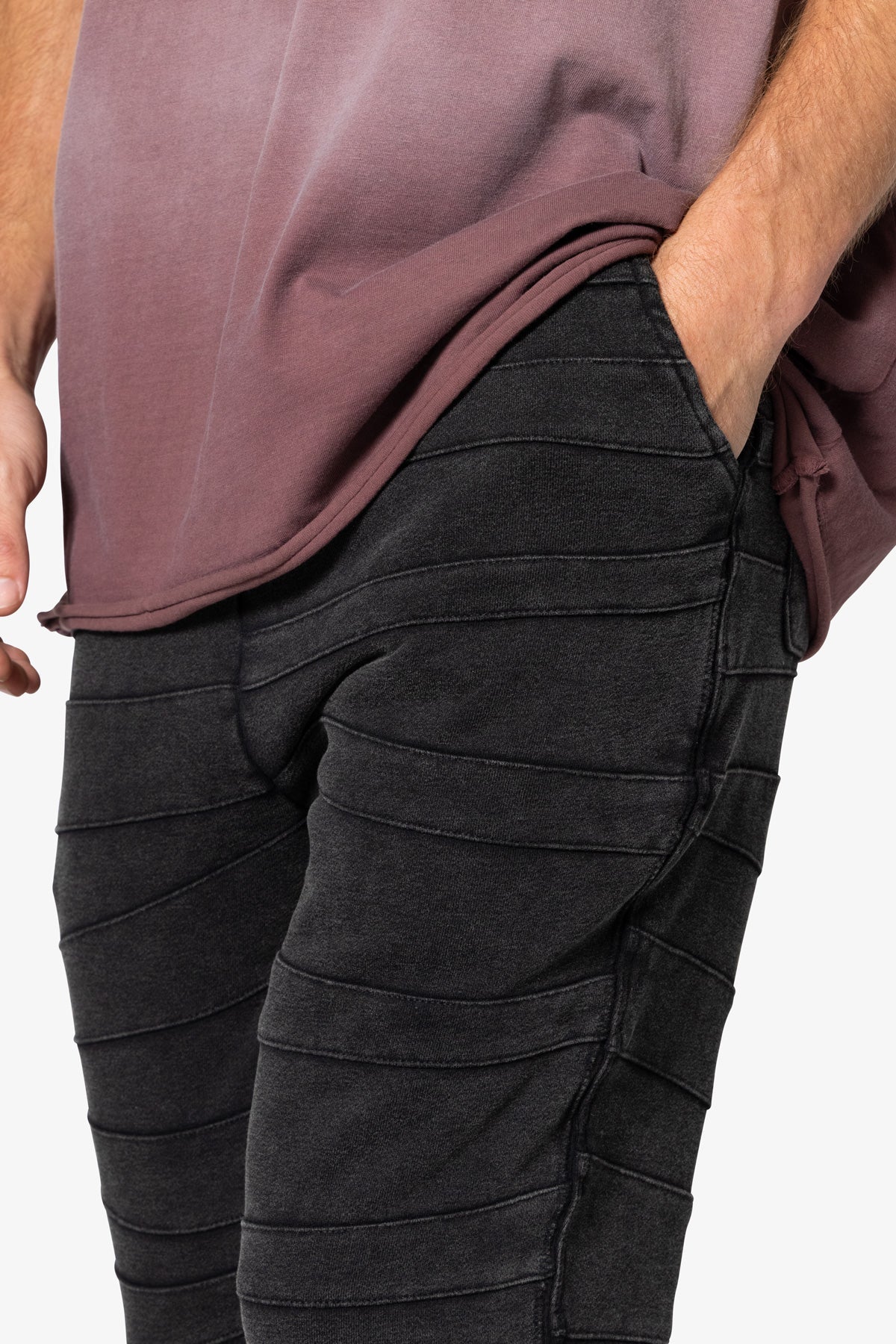 Crease Panel Sweatpants | Washed Black