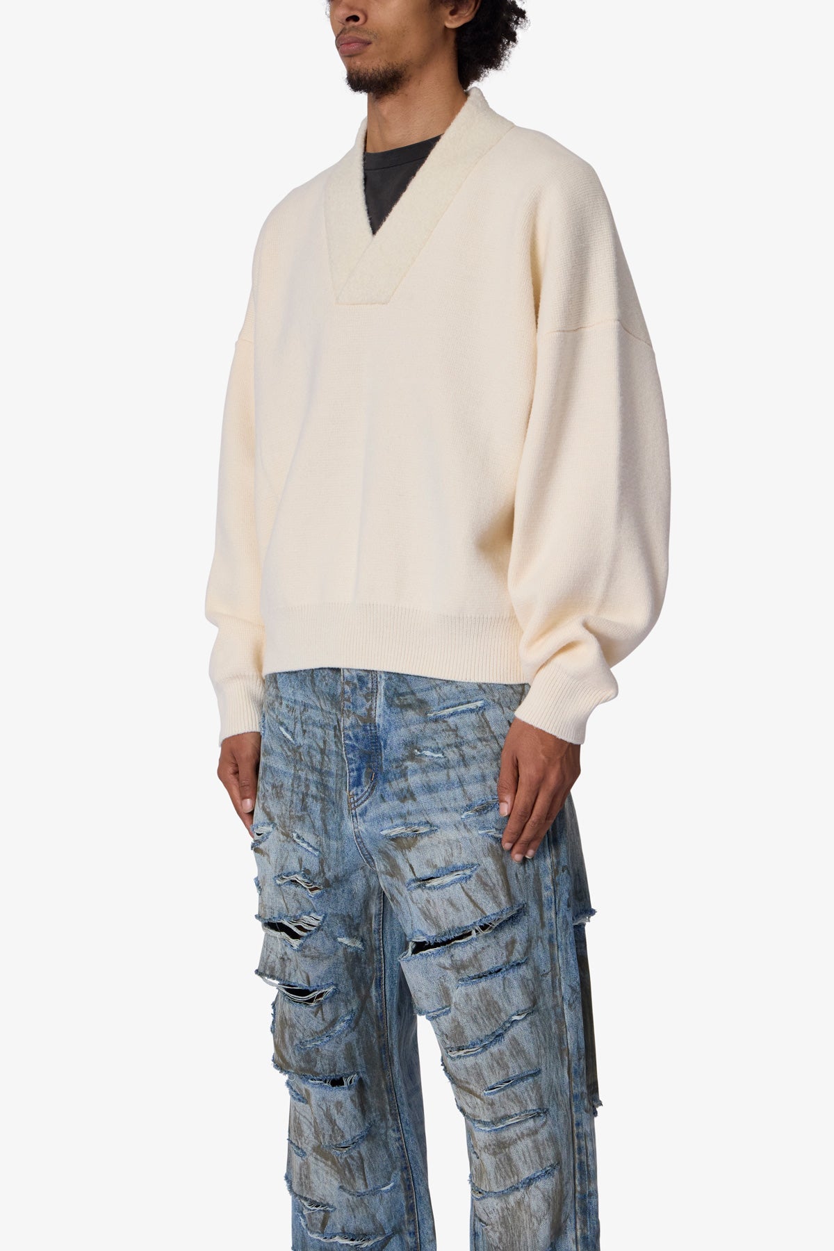 Crew V Neck Sweater | Cream