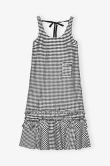 Crinkled Check Long Dress | Black