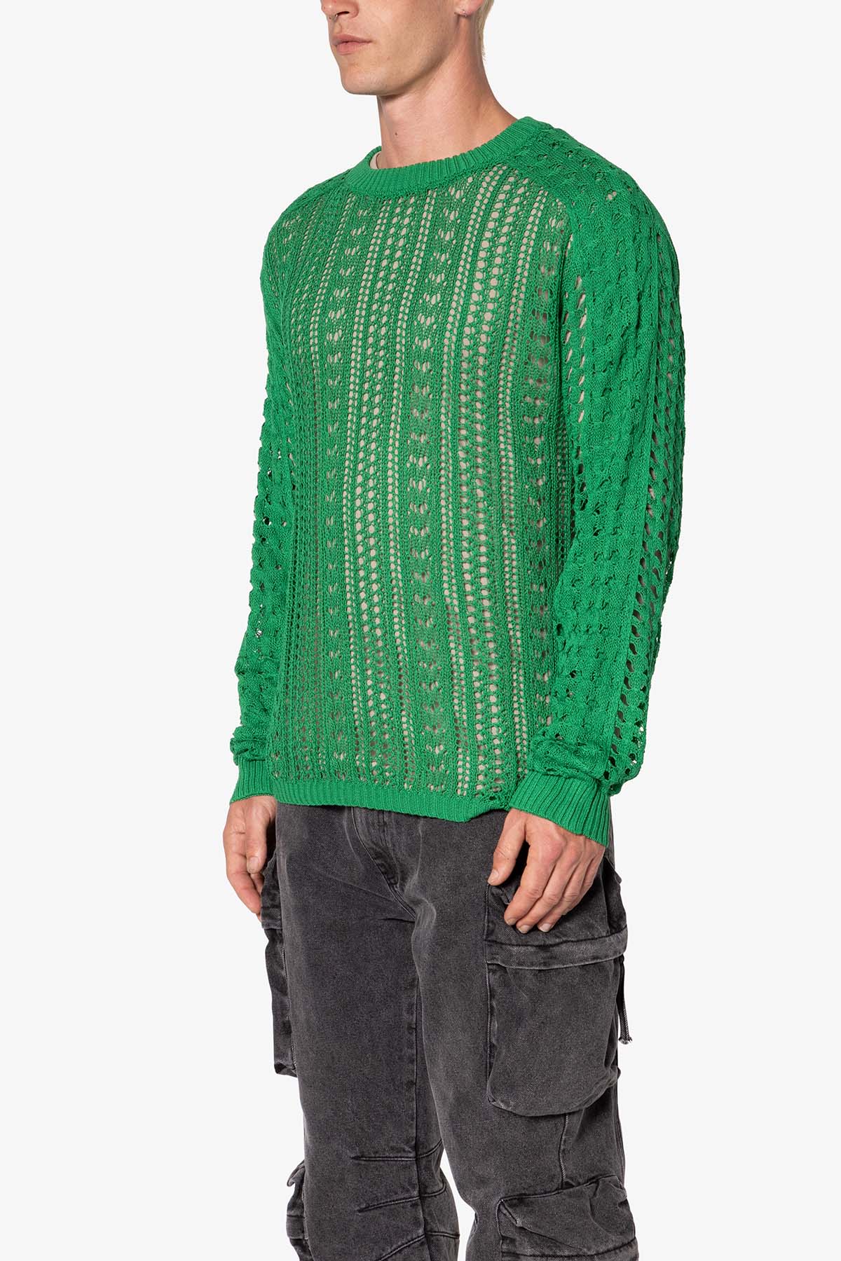 Crochet Knit Sweater | Green