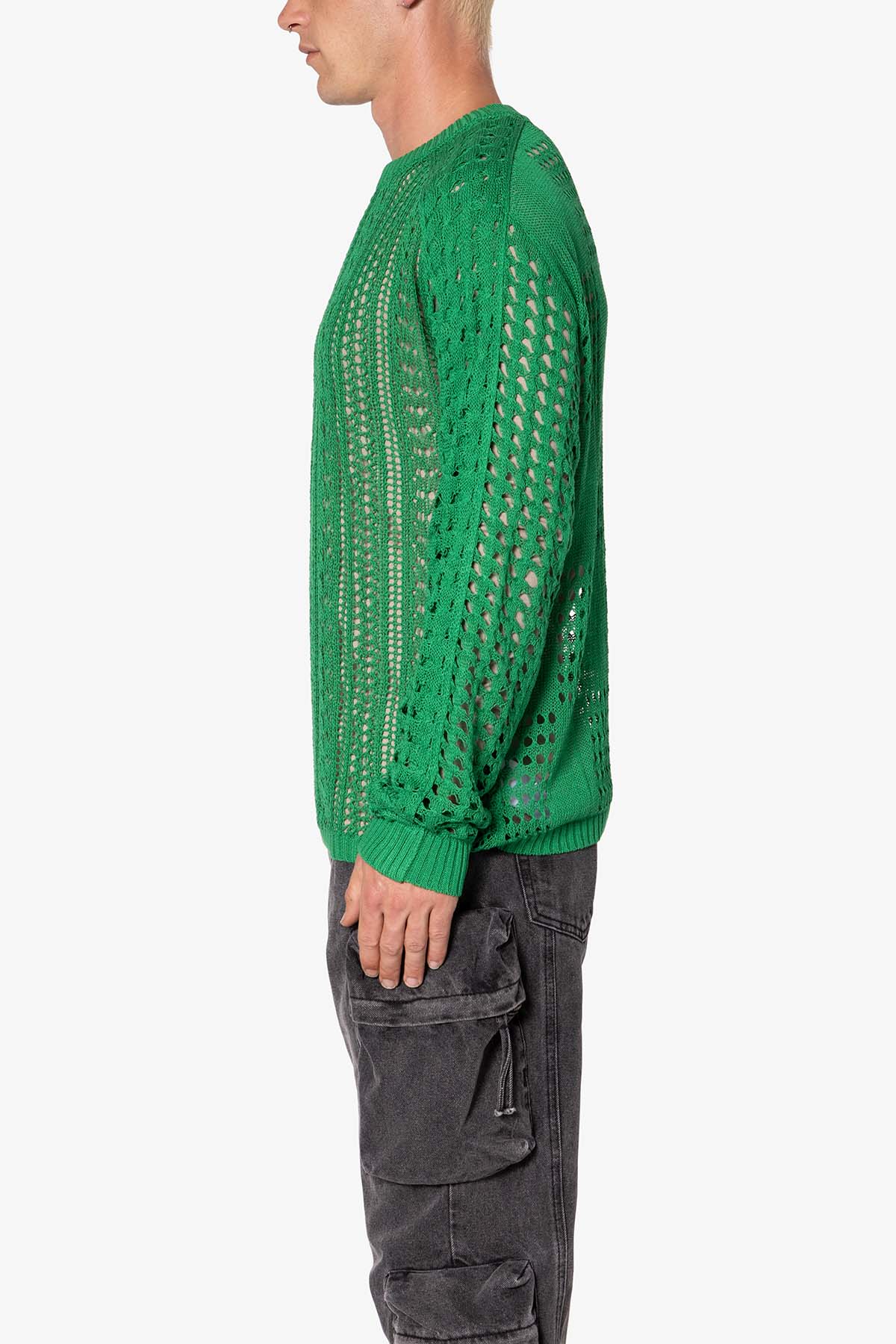Crochet Knit Sweater | Green