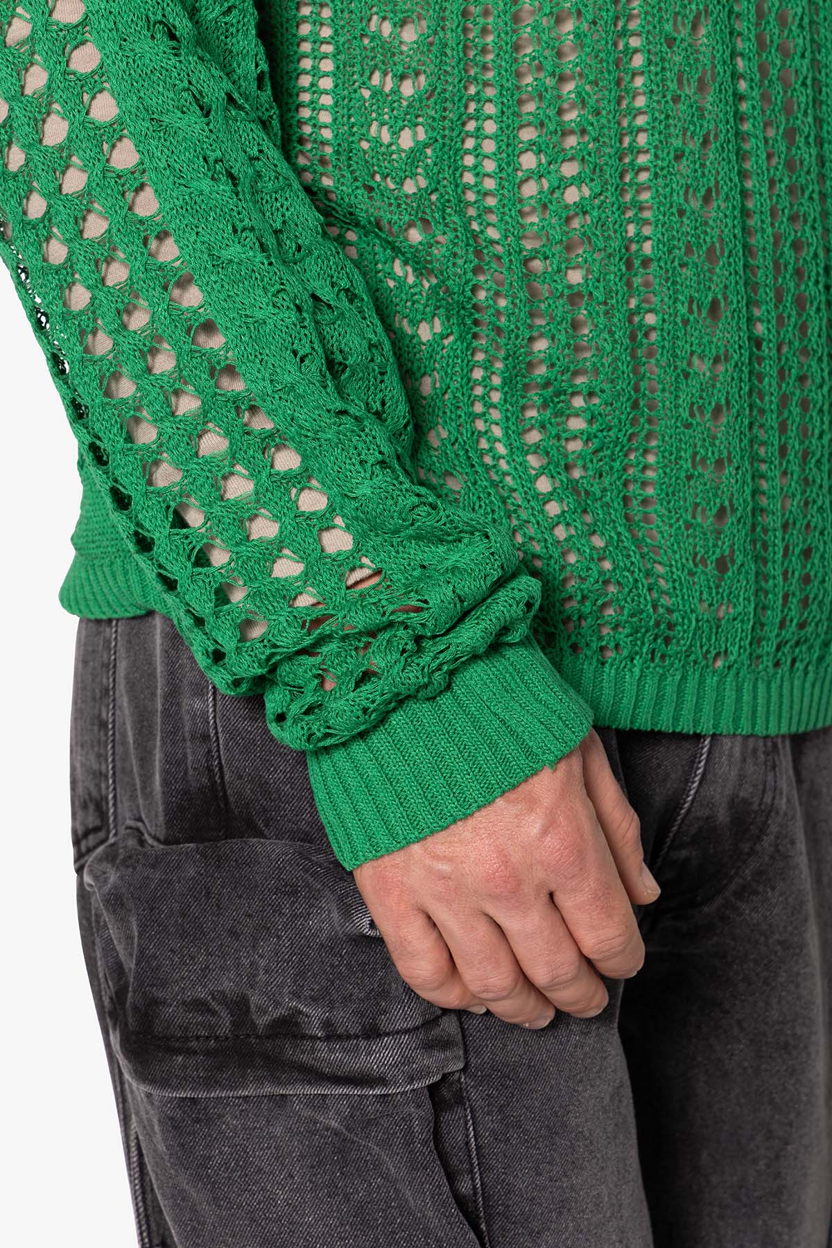 Crochet Knit Sweater | Green