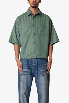 Cropped Striped Pajama Shirt | Green
