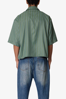 Cropped Striped Pajama Shirt | Green