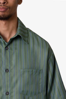 Cropped Striped Pajama Shirt | Green