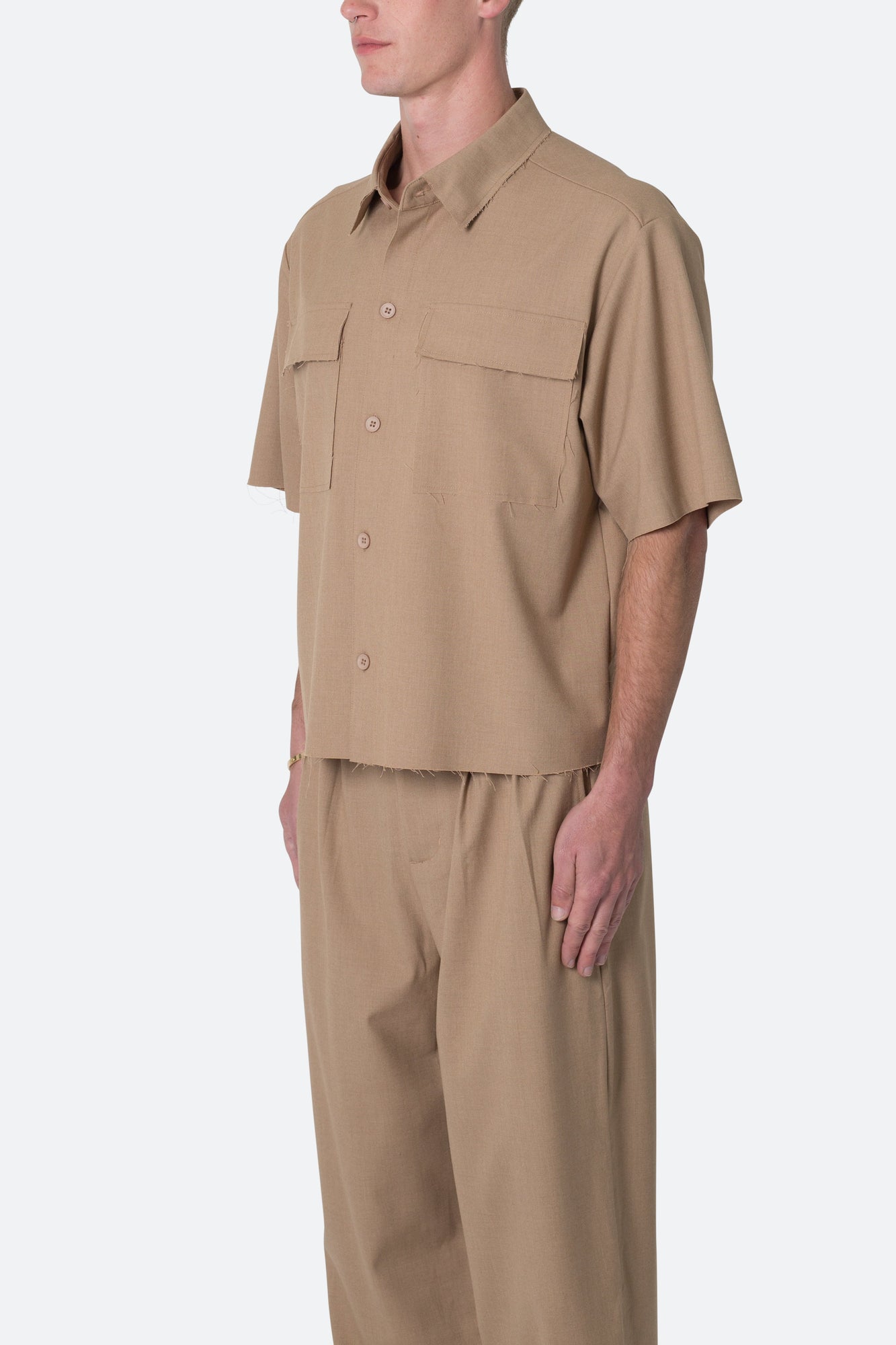 Cropped Woven Shirt | Khaki