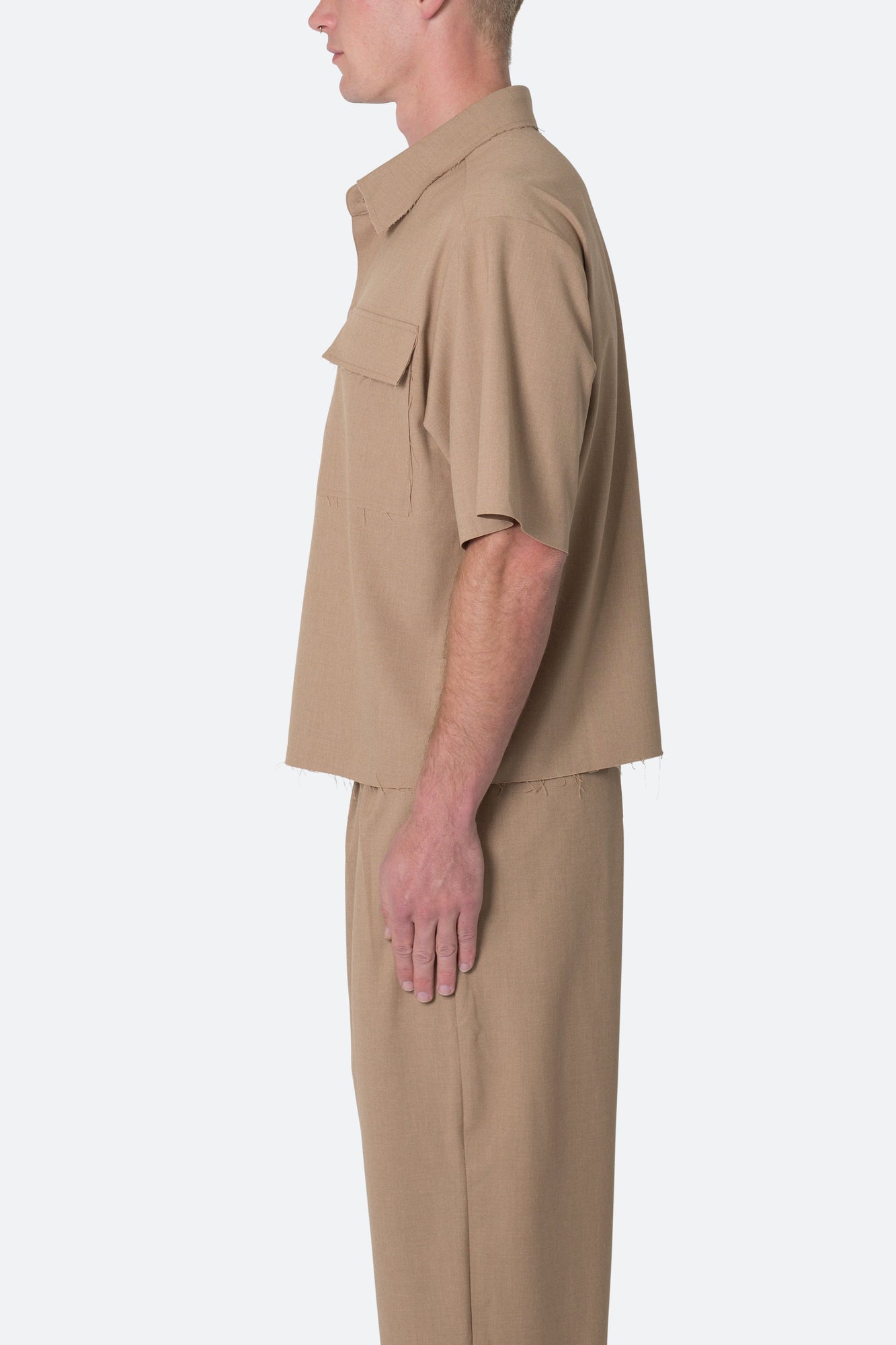 Cropped Woven Shirt | Khaki