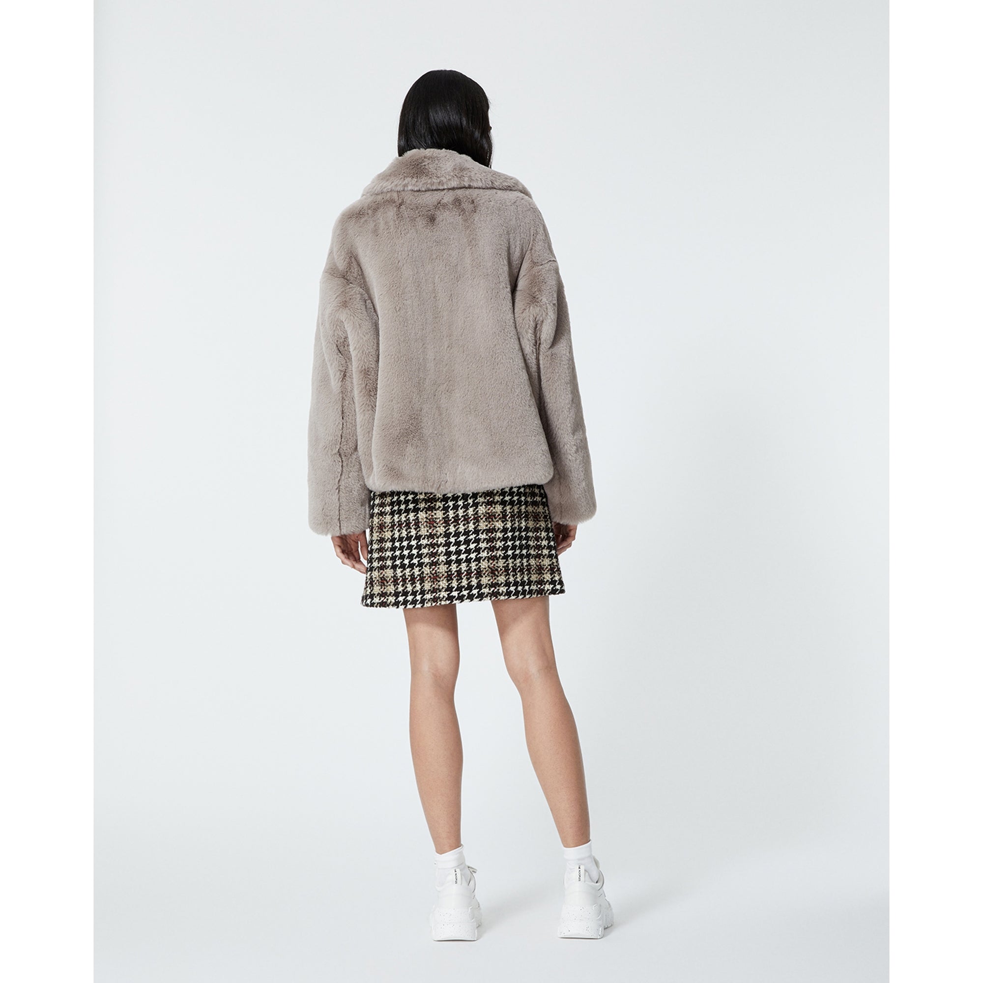 Cropped Gray Faux Fur Coat | Women | Grey