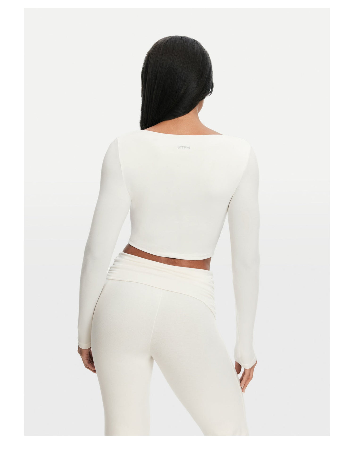 Cropped Round Neck Top | White