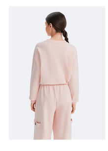 Cropped Sweatshirt with Drawstring | Marshmallow Pink