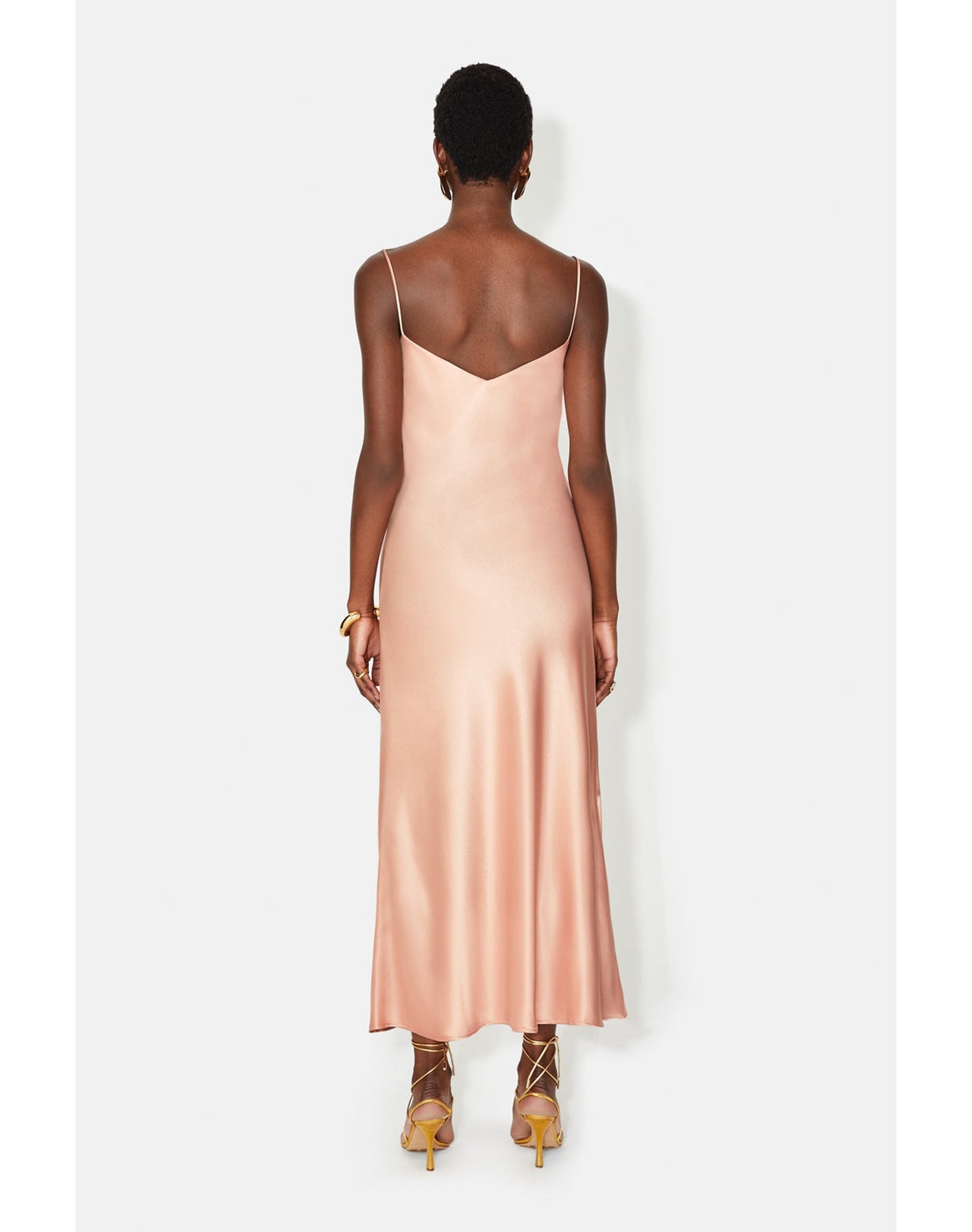 Cropped V Neck Slip Dress | Blush