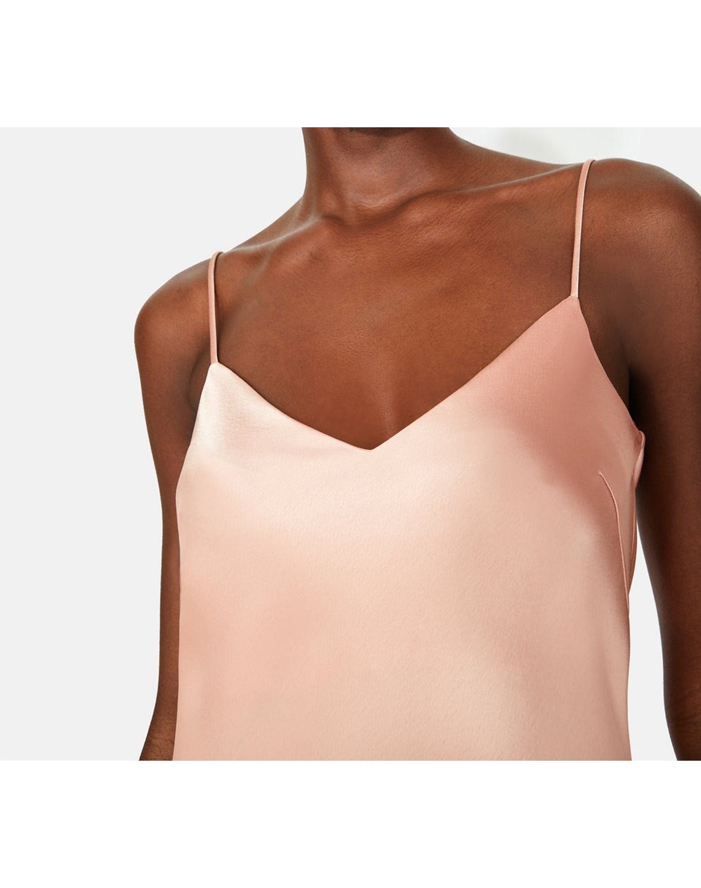 Cropped V Neck Slip Dress | Blush