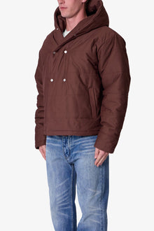 Crossed Trench Puffer Jacket | Brown