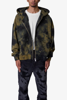 Crumple Tie Dye Hoodie | Olive