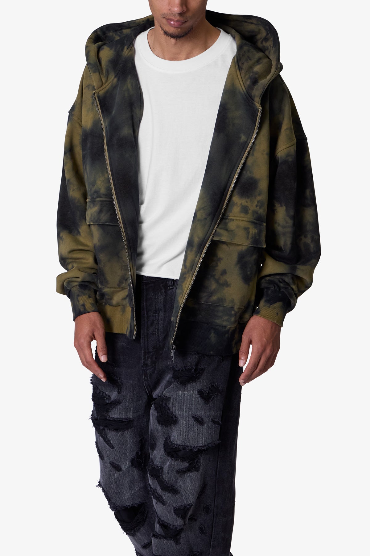 Crumple Tie Dye Hoodie | Olive