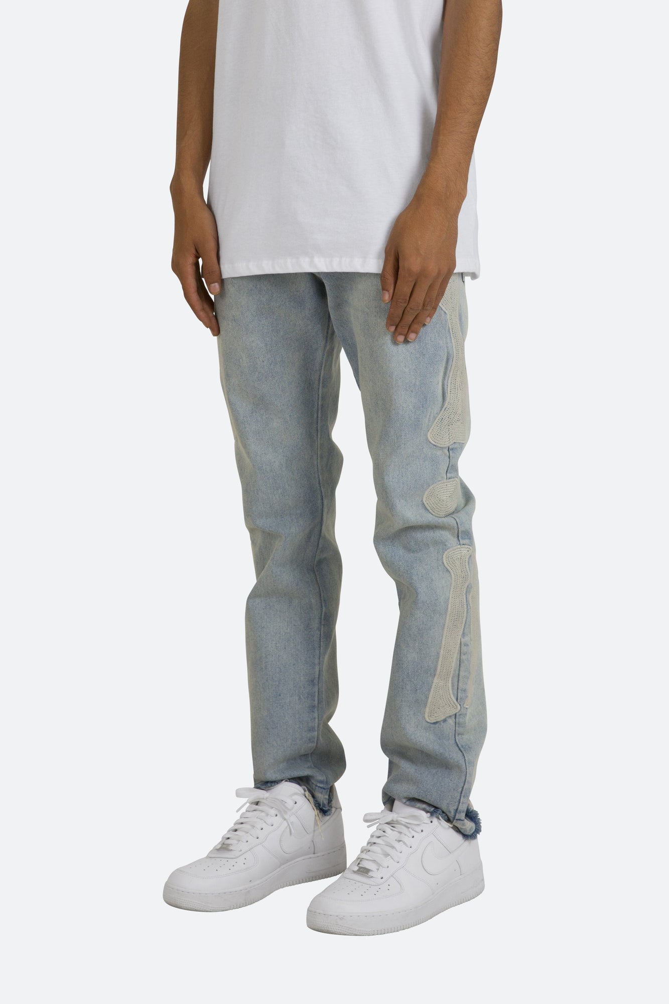 D199 Skeleton Straight Denim | Blue x White
