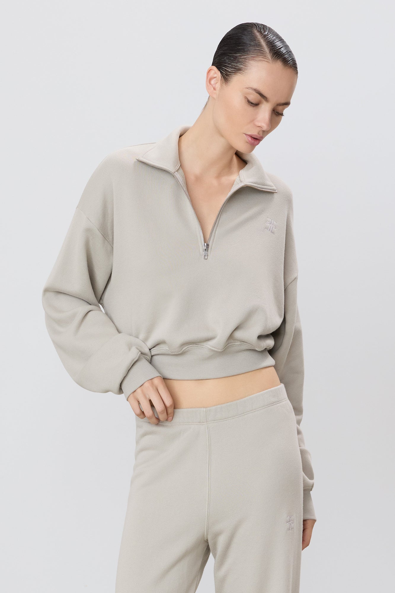 CROPPED HALF-ZIP SWEATSHIRT - ETERNE
