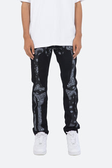 D261 Skeleton Straight Denim | Black x Black