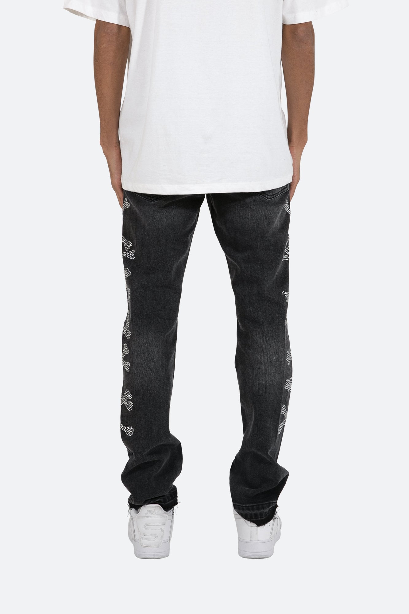 D419 Rhinestone Straight Denim | Black