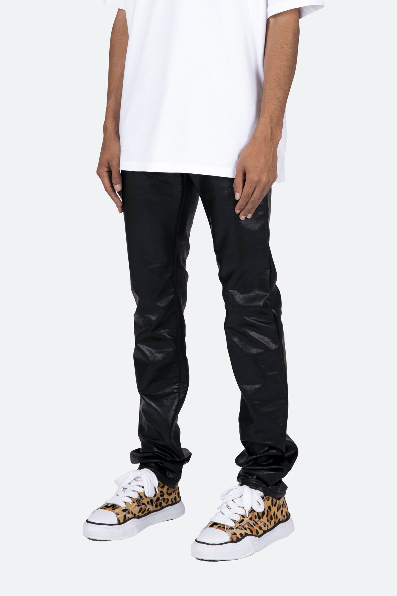 D481 Leather Straight Pants | Black