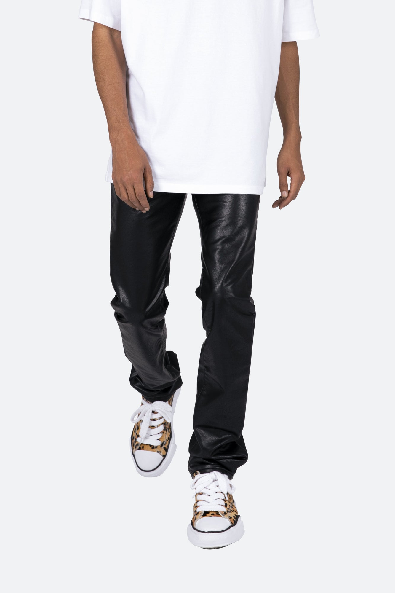 D481 Leather Straight Pants | Black