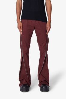 D519 Zipper Flare Denim | Red