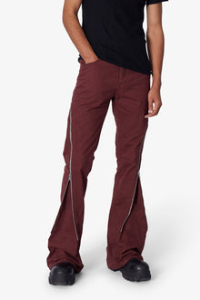 D519 Zipper Flare Denim | Red