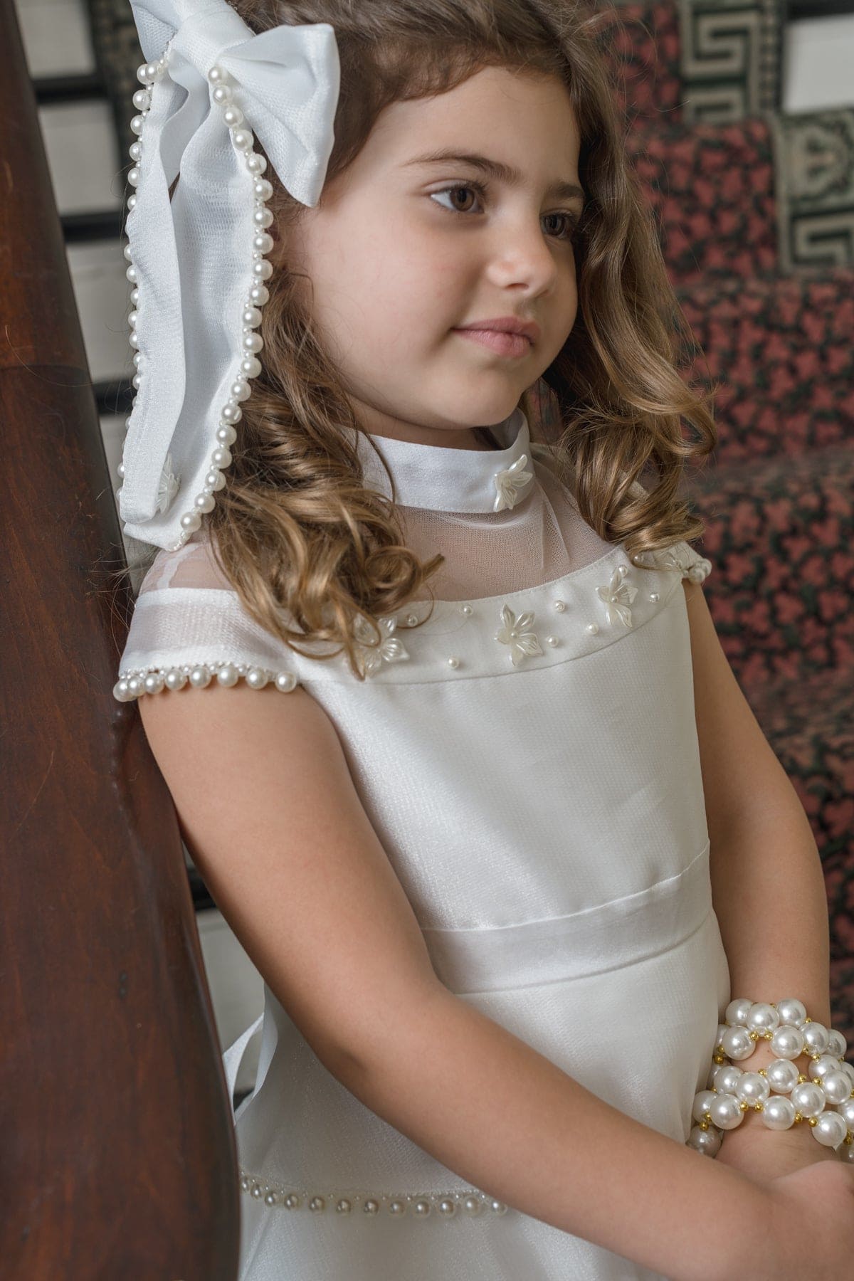 White Pearl Ceremony Hair Bow | White