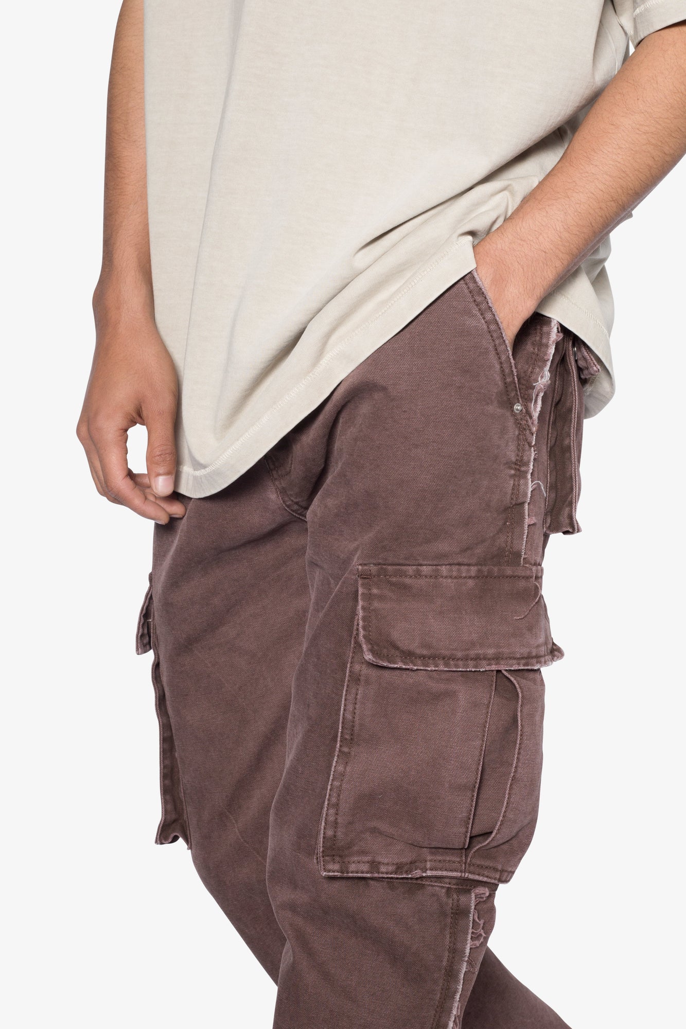 D653 Inside Out Canvas Cargo Pants | Brown