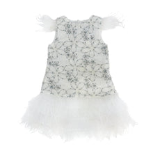 Girl | Olivia Feather Dress | White x Baby Blue