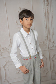 Boy | George Tartan Print Top and Pants Set | White x Black x Gray