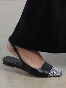 Tia w/ Crystals Slingback | Black W/ Crystals