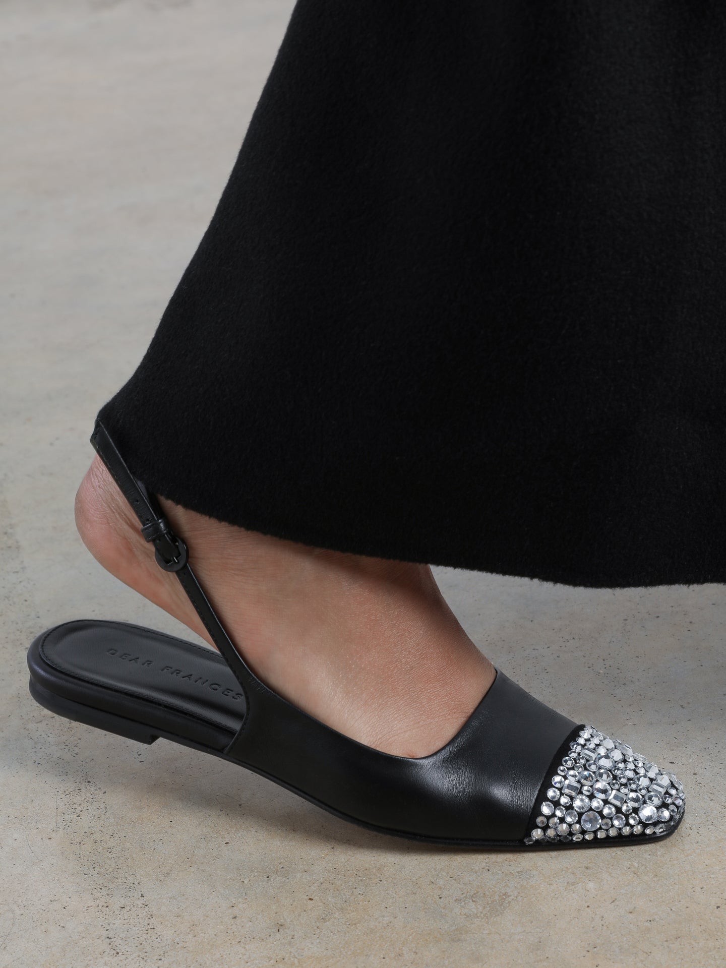Tia w/ Crystals Slingback | Black W/ Crystals