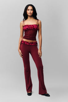 Womens | Ruched Chiffon Knit Tank | Pink Multi Bordeaux