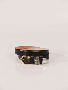 Hollyhock Mixed Metal Belt | Marrone & Silver & 24K Gold