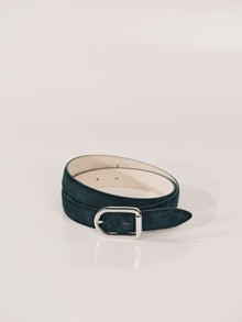 Mija Suede Belt | Deep Emerald & Silver