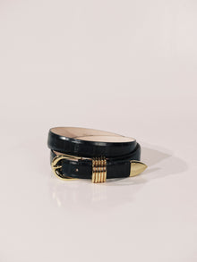 Hollyhock Belt | Black Eel & 24K Gold