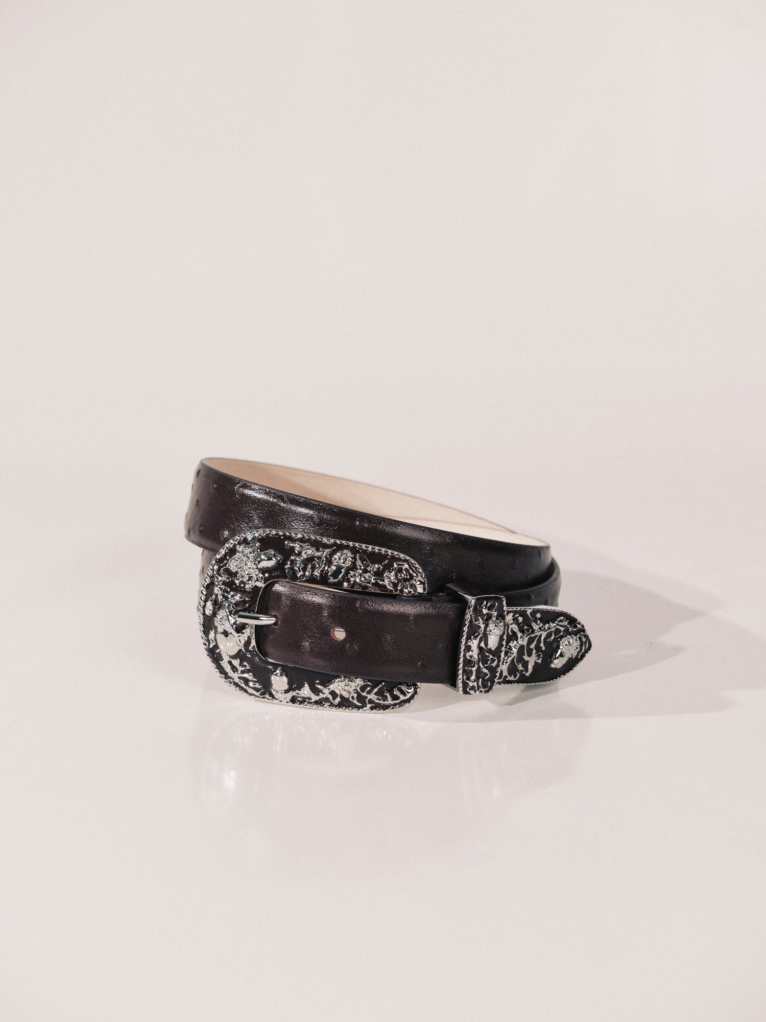 Vendome Belt | Plum Ostrich & Silver