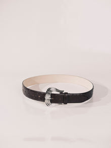 Cupid Ostrich Belt | Plum Ostrich & Silver