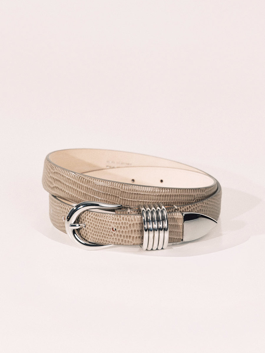 Hollyhock Belt | Grey Lizard & Silver