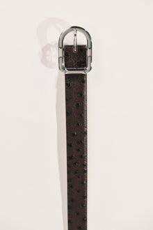 Mija Belt | Brown Ostrich & Silver