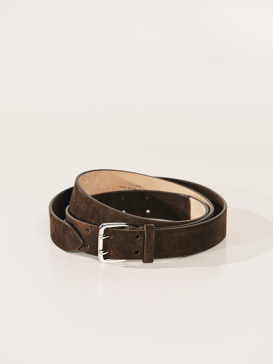 Mini Hutch X-Long Suede Belt | Chocolate & Silver