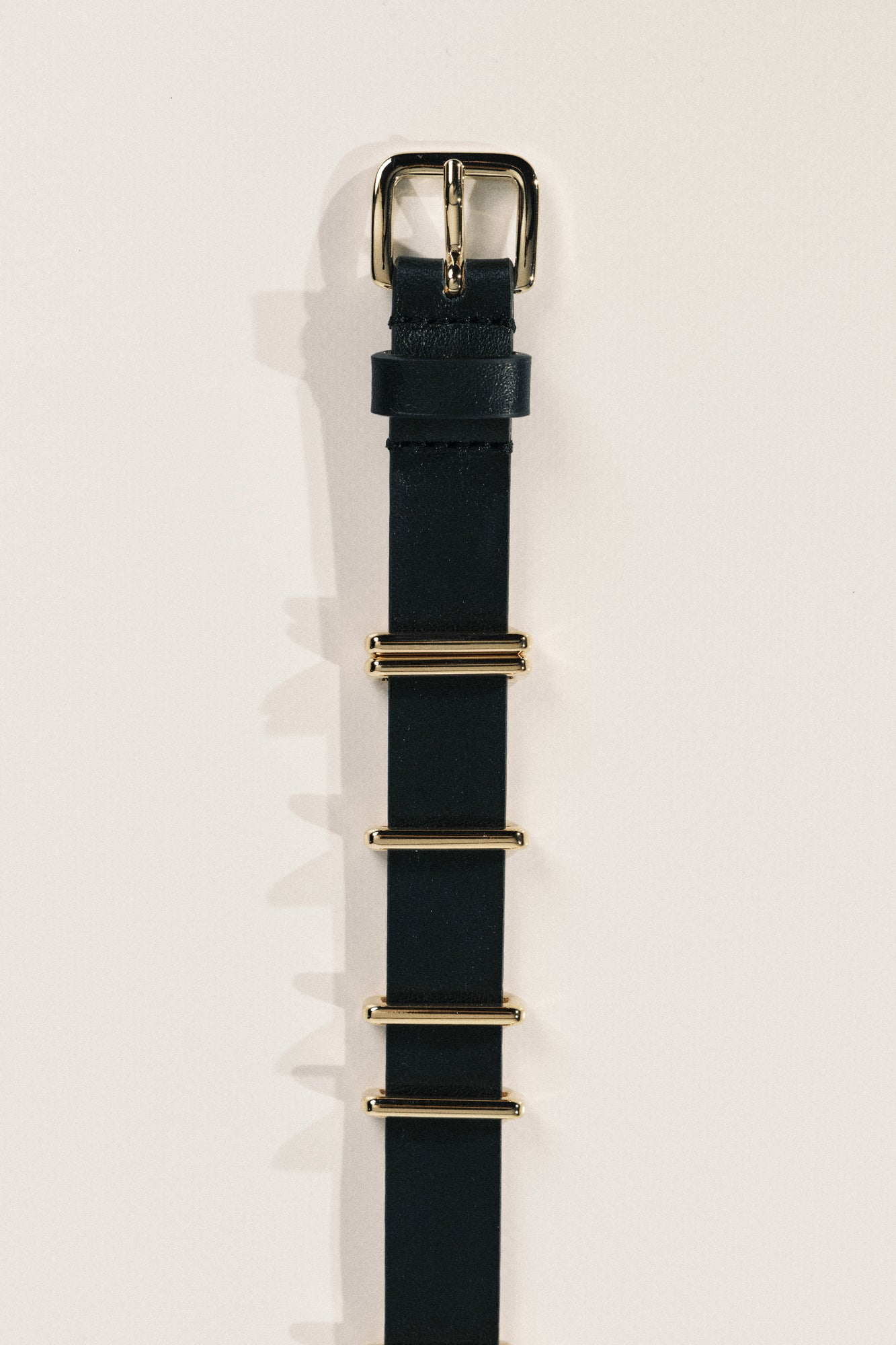 Richa Double Wrap Belt | Black & 24K Gold