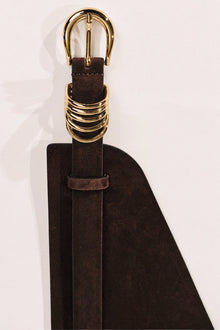 Bodice Belt Short Belt | Chocolate Suede & 24K Gold