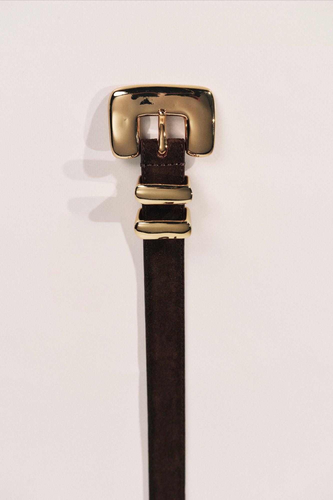 Tetra Belt | Chocolate Suede & 24K Gold
