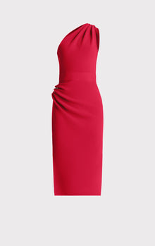 Draped Milano Midi Dress W/ Hardware | Dark Crimson