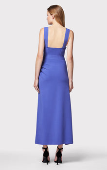 Draped Milano High Low Gown | Blue Iris