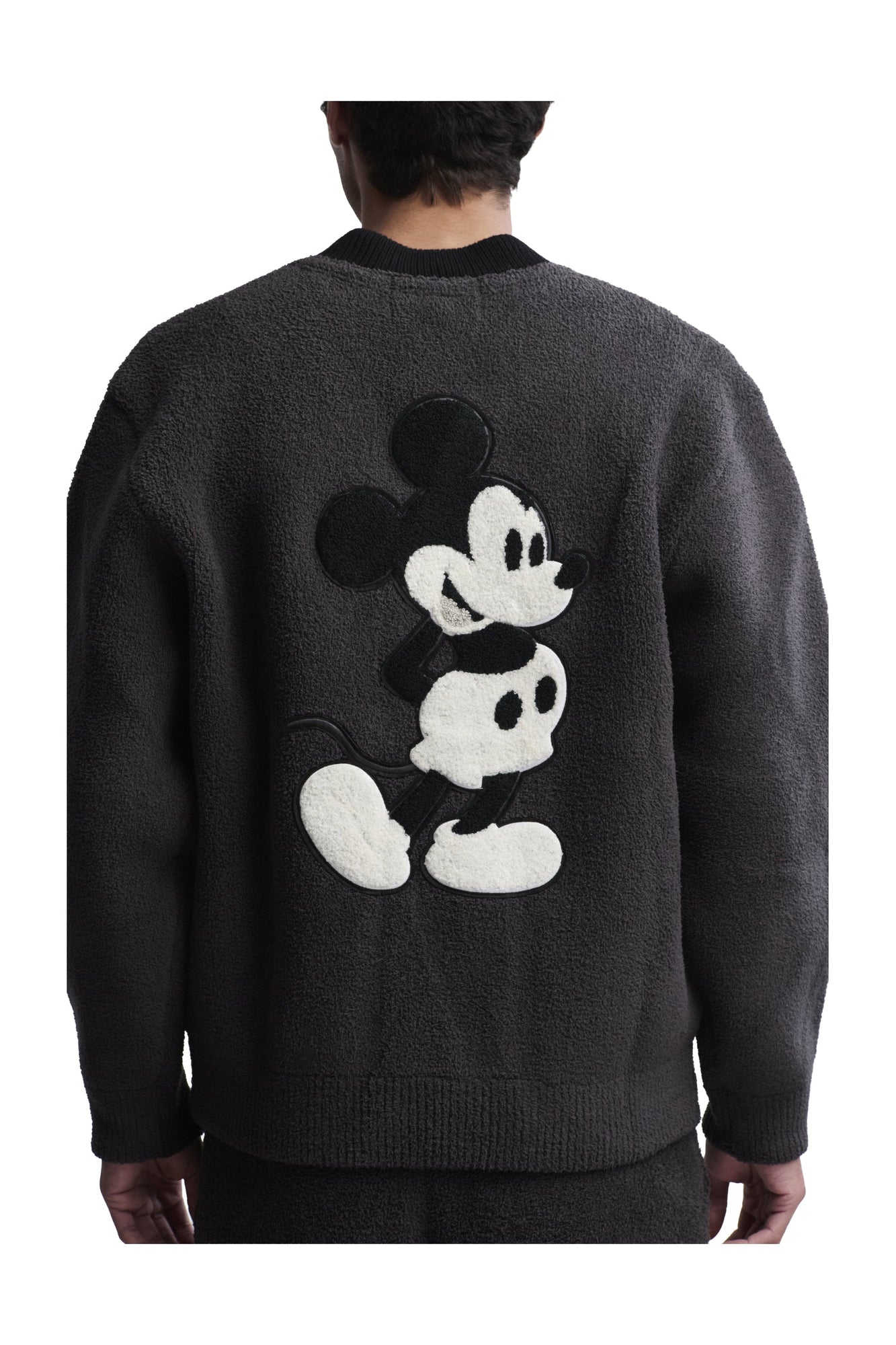 Mens | Cozychic Disney Classic Mickey Varsity Jacket | Carbon/Black