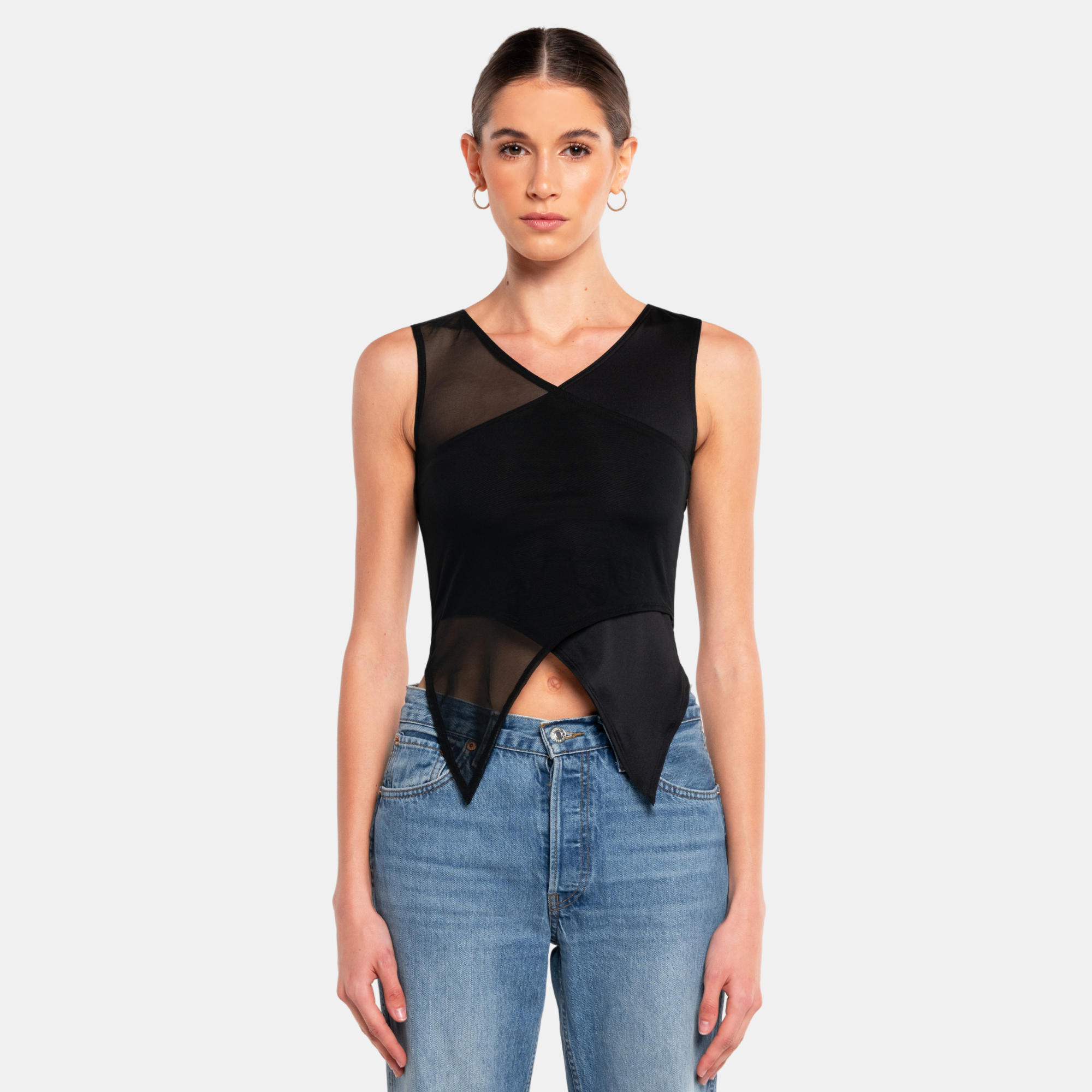 OW Collection DOMINO Chiffon Top Account 002 - Black Caviar