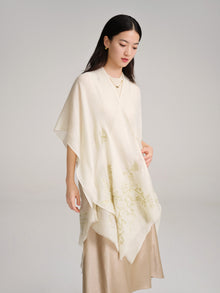 Embroidered Cashmere Shawl | Beige
